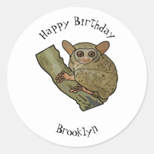 Tarsier Cartoon Illustration Runder Aufkleber