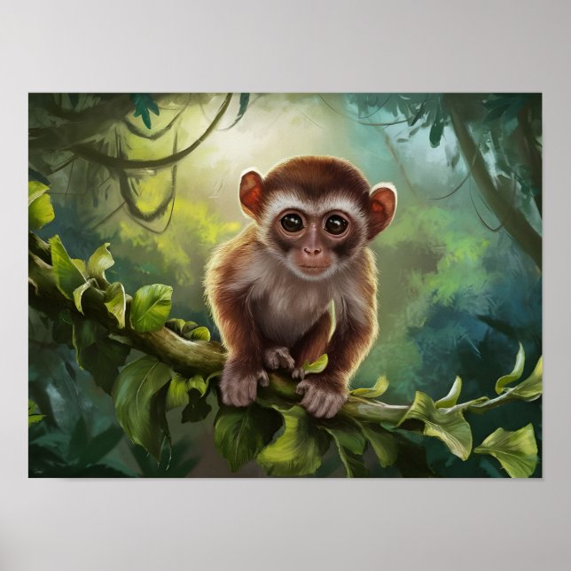 Tarsius Syrichta: Tarsier Monkey in Natural Jungle Poster (Vorne)