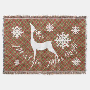 Tartan All is Calm All is Bright Deer Throw Decke