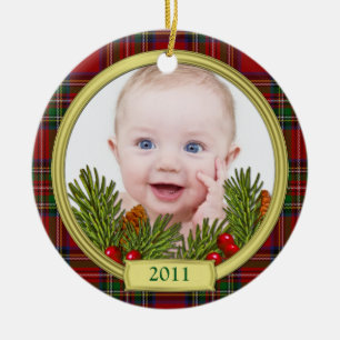Tartan Baby's First Christmas Foto Ornament