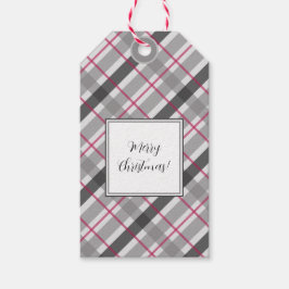 Tartan Balmoral Black Gray Burgundy Mit Monogramm Geschenkanhänger