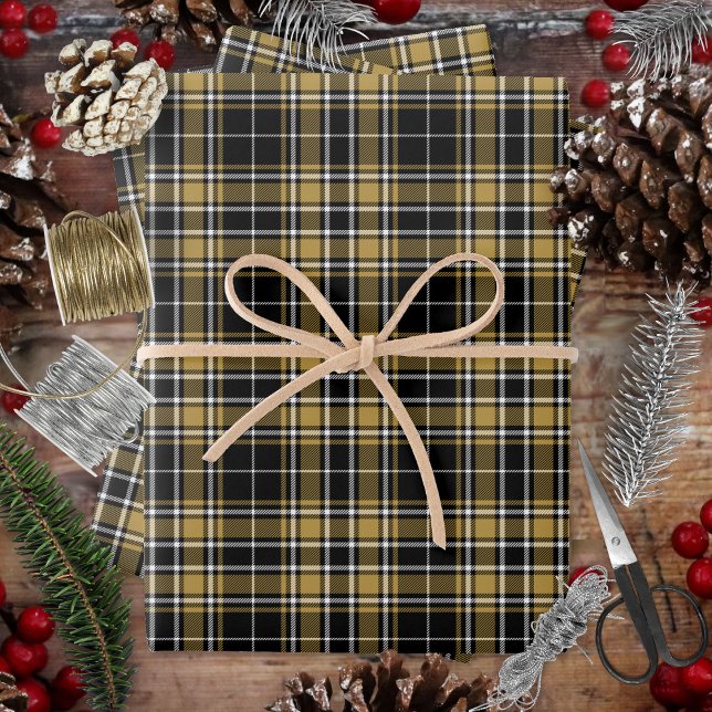 Tartan - Black CaramelGold OffWhite Geschenkpapier Set (Christmas - Tartan - Black CaramelGold OffWhite Wrapping Paper Sheets)