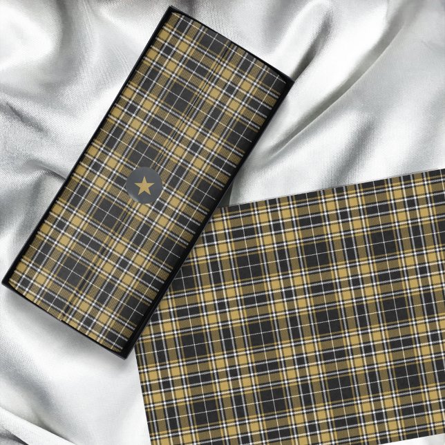 Tartan - Black CaramelGold OffWhite Seidenpapier (Tartan - Black CaramelGold OffWhite Tissue Paper by Leapfroglisics Shop)