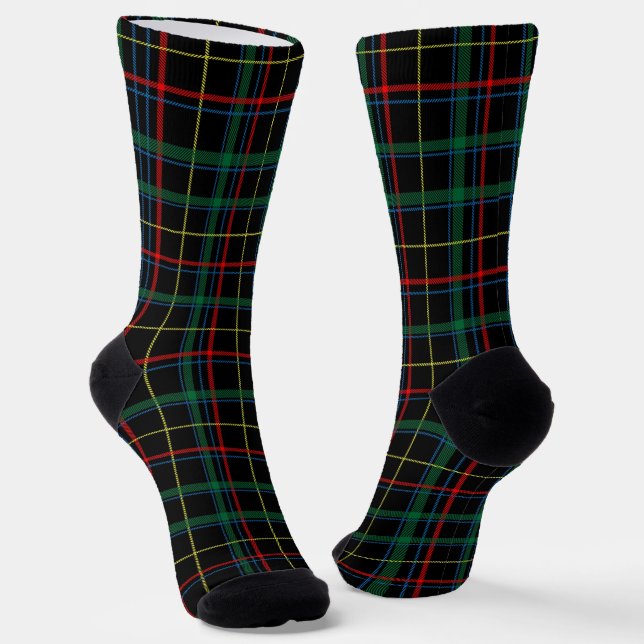 Tartan (Black, Green & Red)  Socken (Gewinkelt)