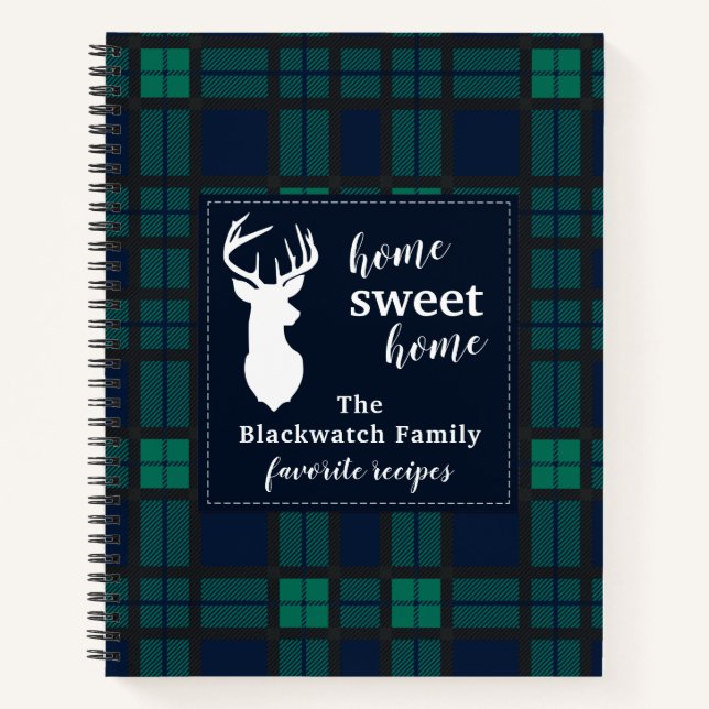 Tartan Blackwatch Kariert-Ferienfamilien Rezepte Notizbuch (Vorderseite)