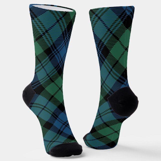 Tartan Blau Grün Rustikal Campbell Karo Socken (Gewinkelt)
