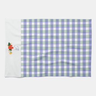 Tartan Blau Grün Wildblumenmuster Anfangsbuchstabe Geschirrtuch