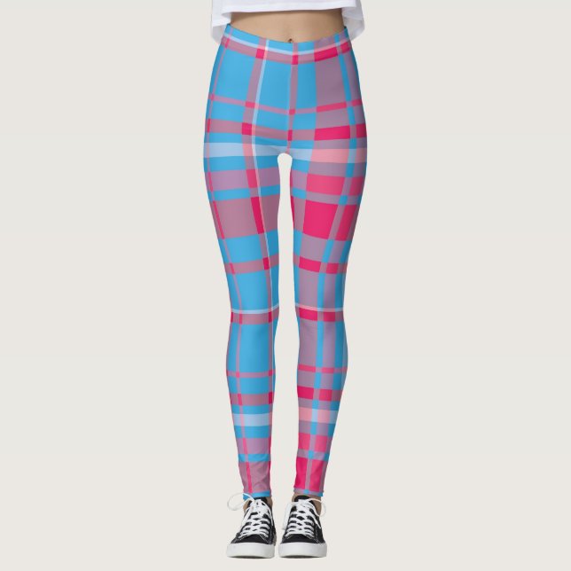 Tartan blau und rot leggings (Vorderseite)