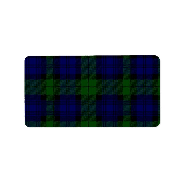 Tartan Blue Green Kariert Adressaufkleber (Vorne)