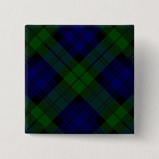 Tartan Blue Green Kariert Button (Vorderseite)