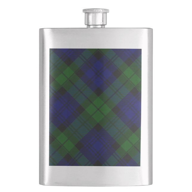Tartan Blue Green Kariert Flachmann (Vorderseite)