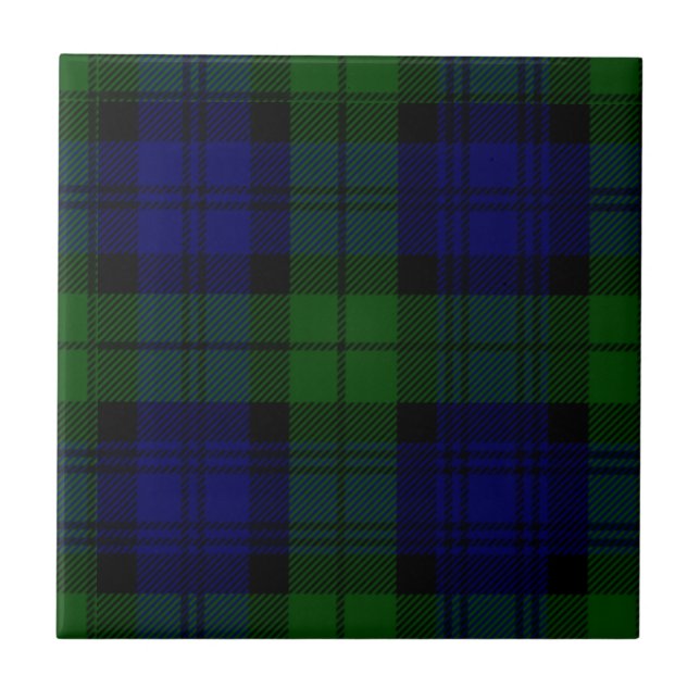 Tartan Blue Green Kariert Fliese (Vorderseite)