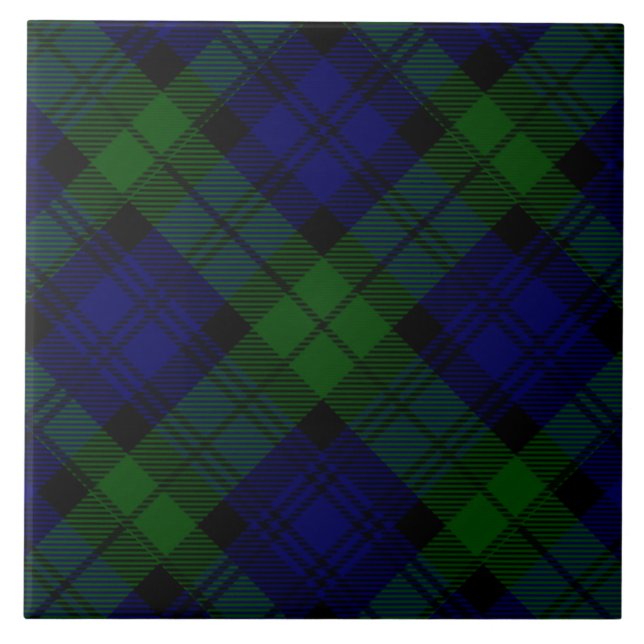 Tartan Blue Green Kariert Fliese (Vorderseite)
