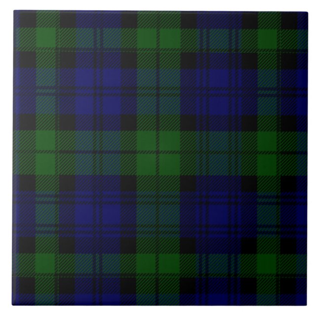 Tartan Blue Green Kariert Fliese (Vorderseite)