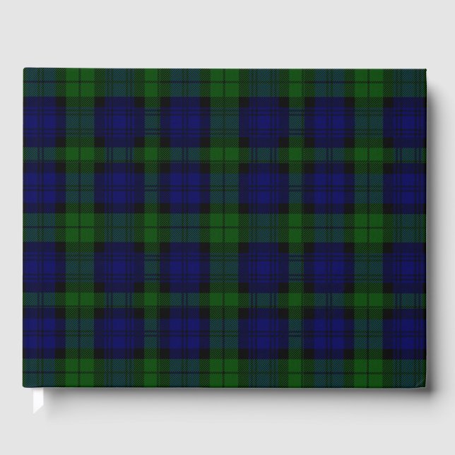 Tartan Blue Green Kariert Gästebuch (Vorderseite)