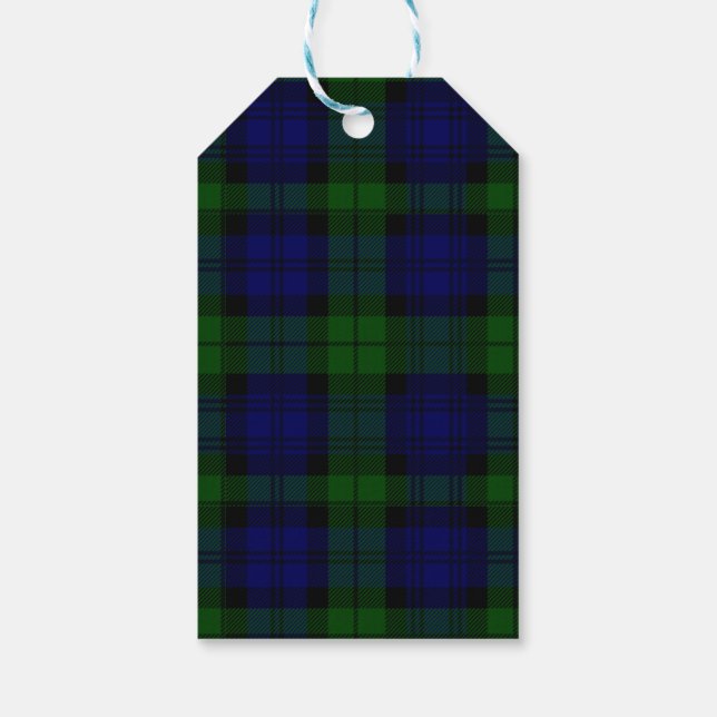 Tartan Blue Green Kariert Geschenkanhänger (Rückseite)