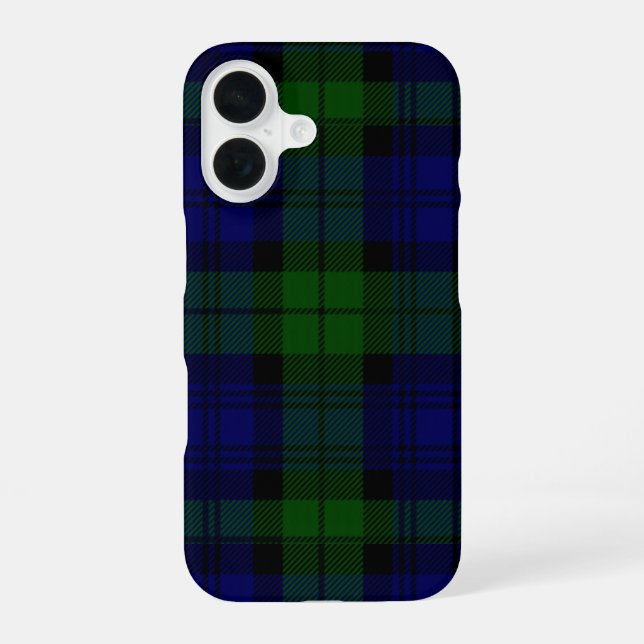 Tartan Blue Green Kariert iPhone 16 Hülle (Rückseite)