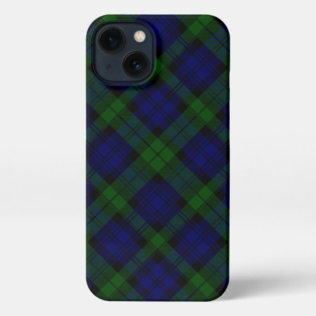 Tartan Blue Green Kariert iPhone Hülle (Rückseite)