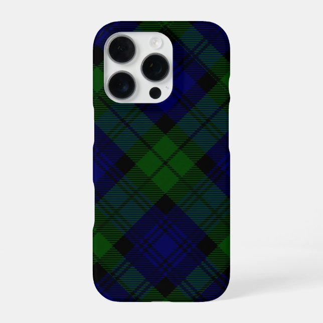 Tartan Blue Green Kariert iPhone Hülle (Rückseite)