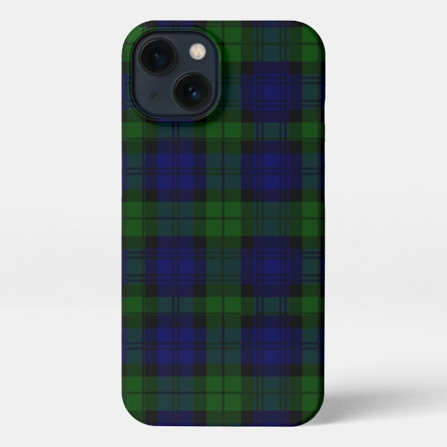 Tartan Blue Green Kariert iPhone Hülle (Rückseite)
