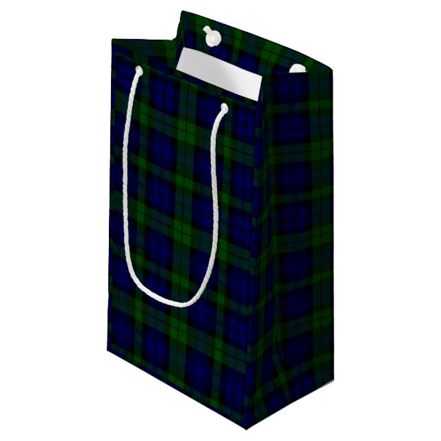 Tartan Blue Green Kariert Kleine Geschenktüte (Vorderseite Schrägansicht)