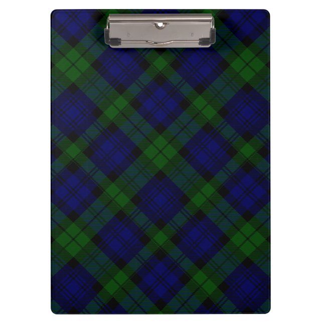 Tartan Blue Green Kariert Klemmbrett (Vorderseite)