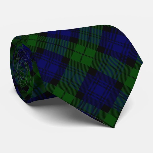 Tartan Blue Green Kariert Krawatte (Gerollt)