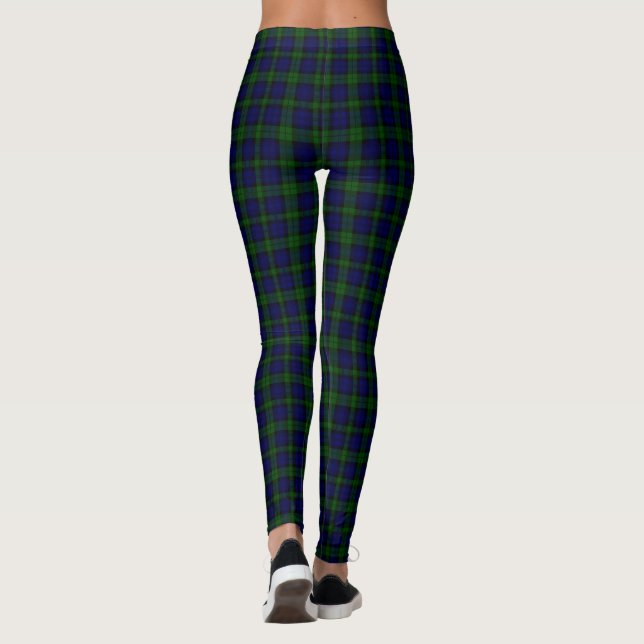 Tartan Blue Green Kariert Leggings (Rückseite)