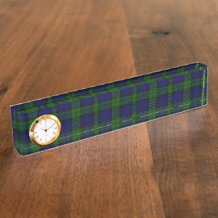 Tartan Blue Green Kariert Namensplakette