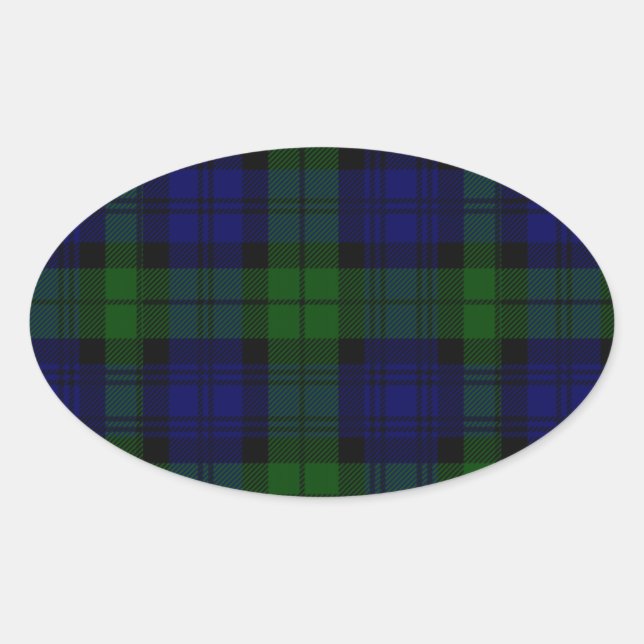 Tartan Blue Green Kariert Ovaler Aufkleber (Vorderseite)