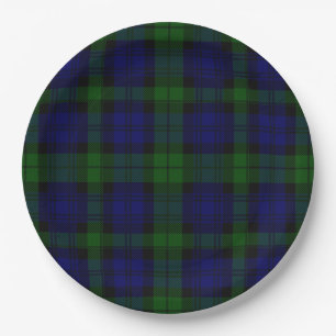 Tartan Blue Green Kariert Pappteller