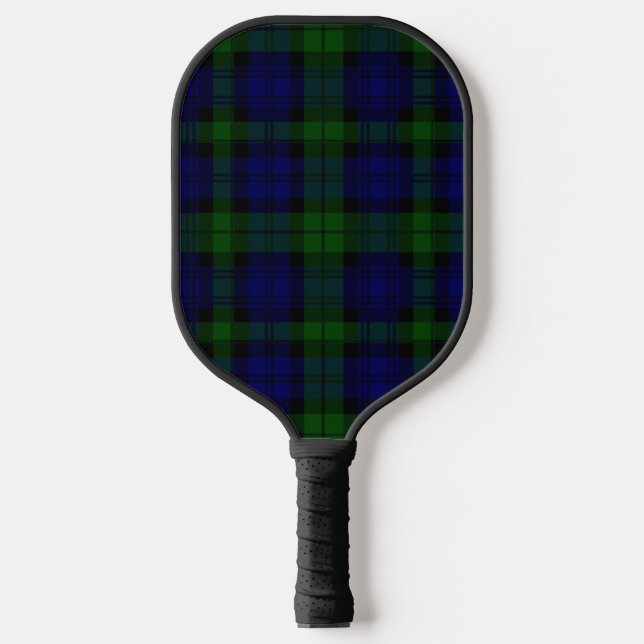 Tartan Blue Green Kariert Pickleball Schläger (Vorderseite)