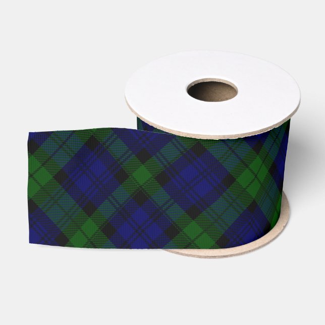 Tartan Blue Green Kariert Ripsband (Spule)