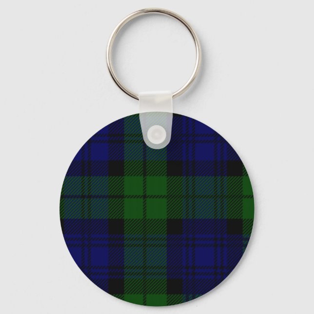 Tartan Blue Green Kariert Schlüsselanhänger (Vorderseite)