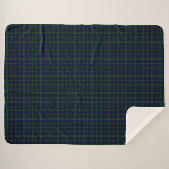 Tartan Blue Green Kariert Sherpadecke (Vorderseite (Horizontal))
