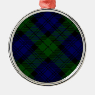 Tartan Blue Green Kariert Silbernes Ornament