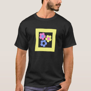 Tartan-Blume in gelben Rahmen T-Shirt