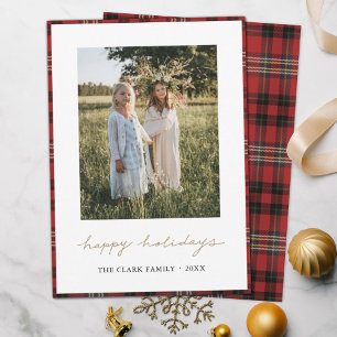 Tartan Border/Back Happy Holidays Fotokarte Feiertagskarte