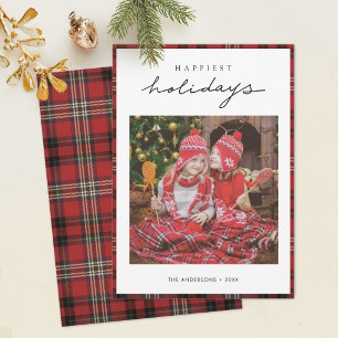 Tartan Border/Back Happy Holidays Fotokarte Feiertagskarte