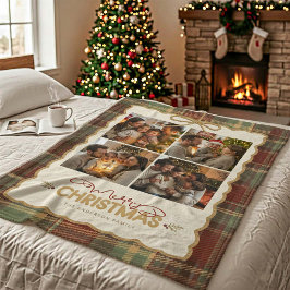 Tartan Border Christmas 4 Photo Template ID1141A Fleecedecke