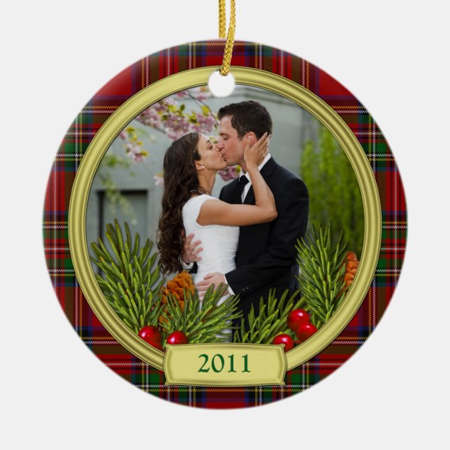 Tartan Boughs Foto Keramik Ornament (Vorne)