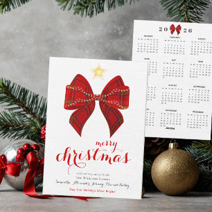 Tartan Bow 2026 Kalender Frohe Weihnachtskalender Feiertagskarte