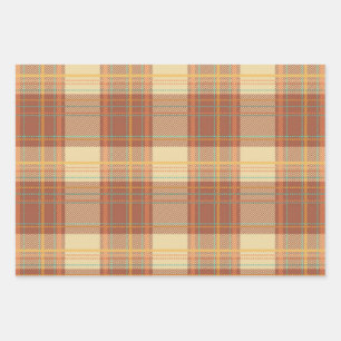 Tartan - Braun, Beige, Türkis, Orange, Gelb Geschenkpapier Set