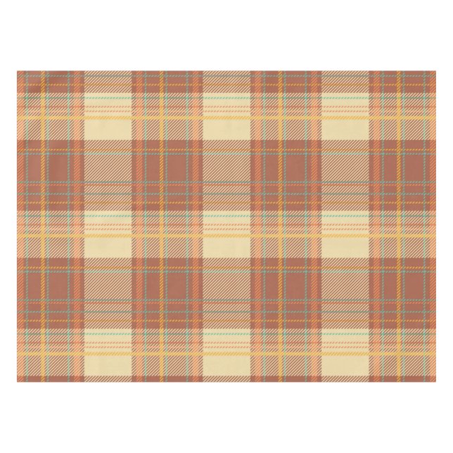 Tartan - Braun, Beige, Türkis, Orange, Gelb Tischdecke (Vorderseite (Horizontal))