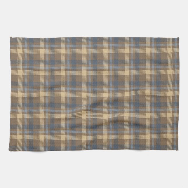Tartan - Braun, Blau und Sand Geschirrtuch (Horizontal)