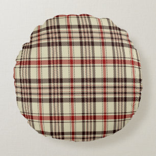 Tartan Braun Rundes Kissen