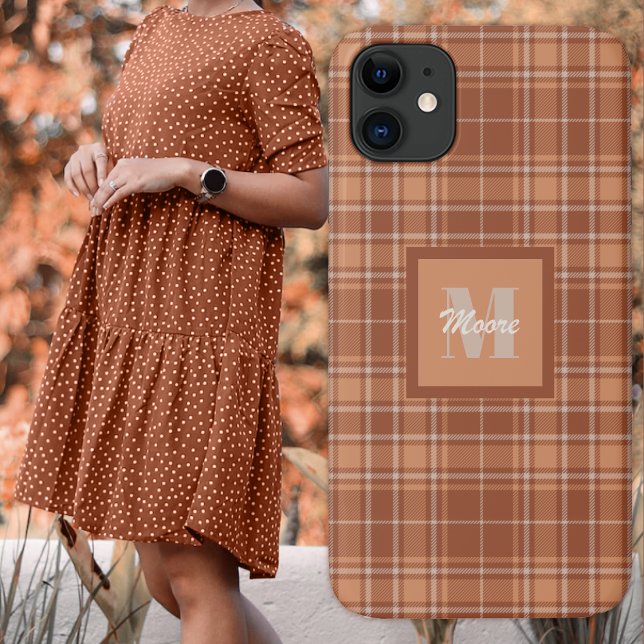 Tartan - Brauner und Terracotta-Handy-Fall Case-Mate iPhone Hülle (Tartan - Brown and Terracotta Phone Case by Leapfroglisics Shop)