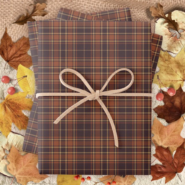 Tartan - Brown - Taupe-Burnt Sienna-Rustikales Gol Geschenkpapier Set (Tartan - Brown - Taupe-Burnt Sienna-Rustic Gold Wrapping Paper Sheets by Leapfroglisics Shop)