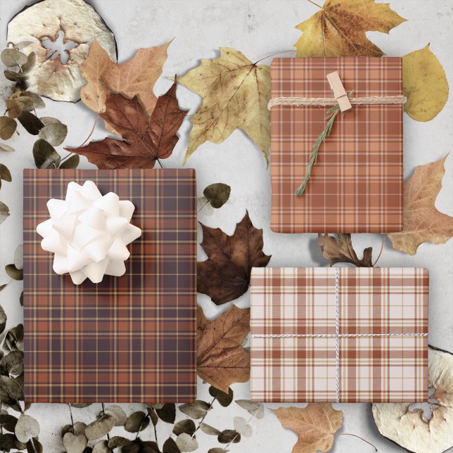 Tartan-Burnt Sienna-Rustikales Goldenes Cement Ter Geschenkpapier Set (Tartan -Burnt Sienna-Rustic Gold-Cement-Terracotta Wrapping Paper Sheets by Leapfroglisics Shop)