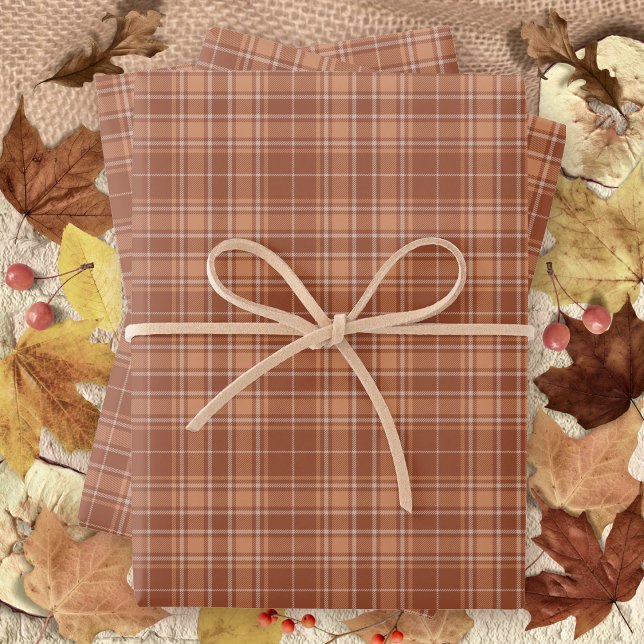 Tartan - Burnt Sienna-Terracotta-Milky Brown Geschenkpapier Set (Tartan - Burnt Sienna-Terracotta-Milky Brown Wrapping Paper Sheets by Leapfroglisics Shop)